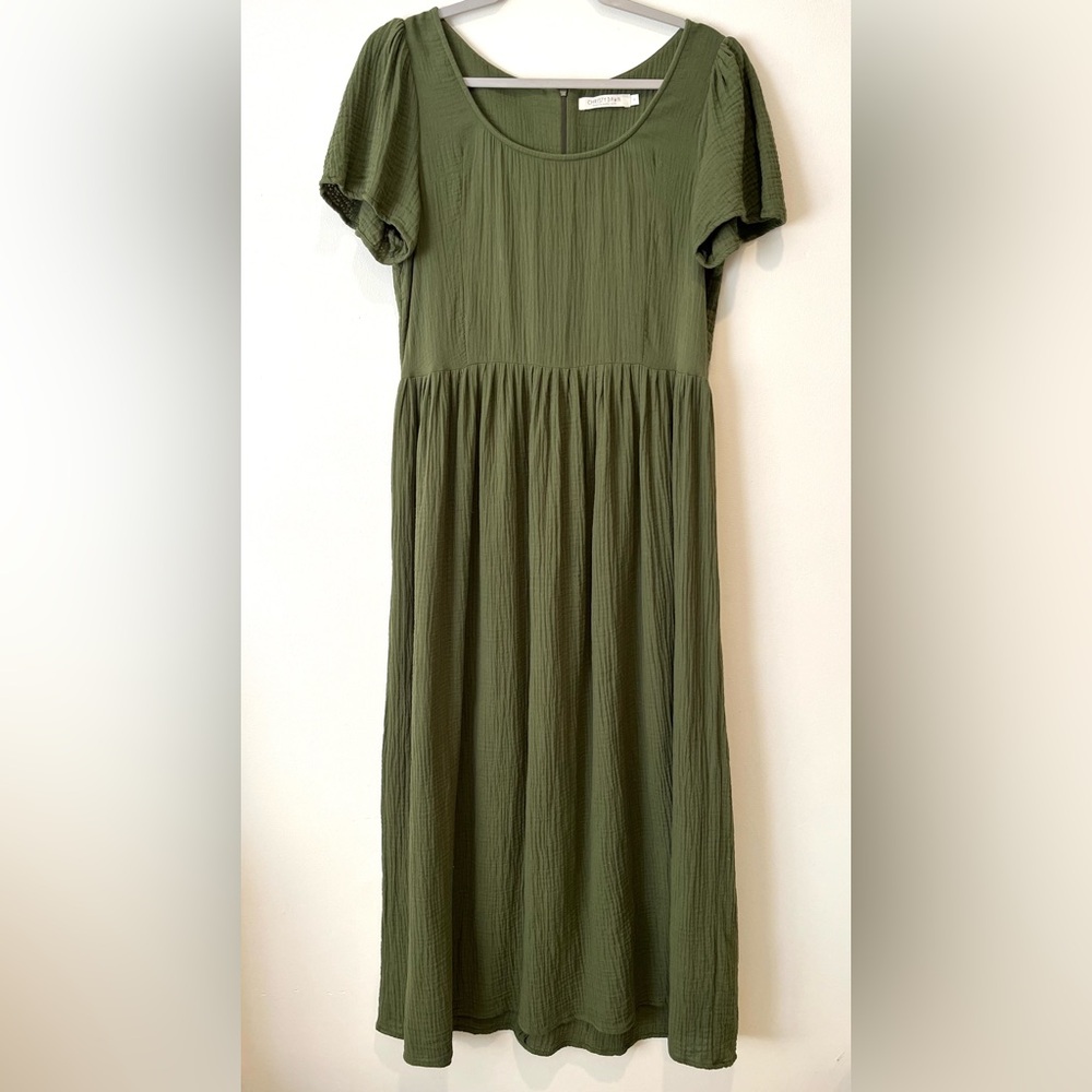 Christy Dawn The Scarlet Dress in Green Cotton Gauze